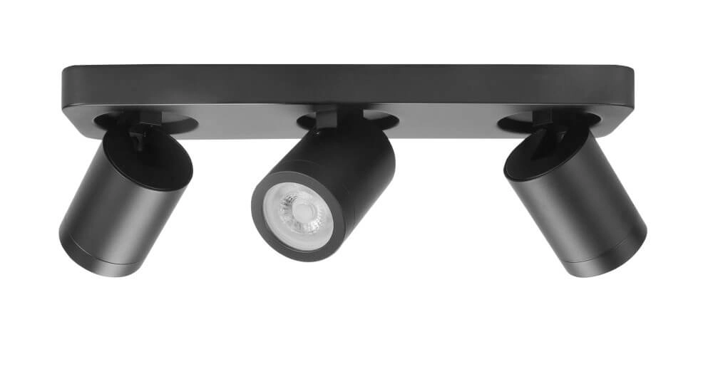Triple IP44 surface-mounted spotlight Oliver Matt black