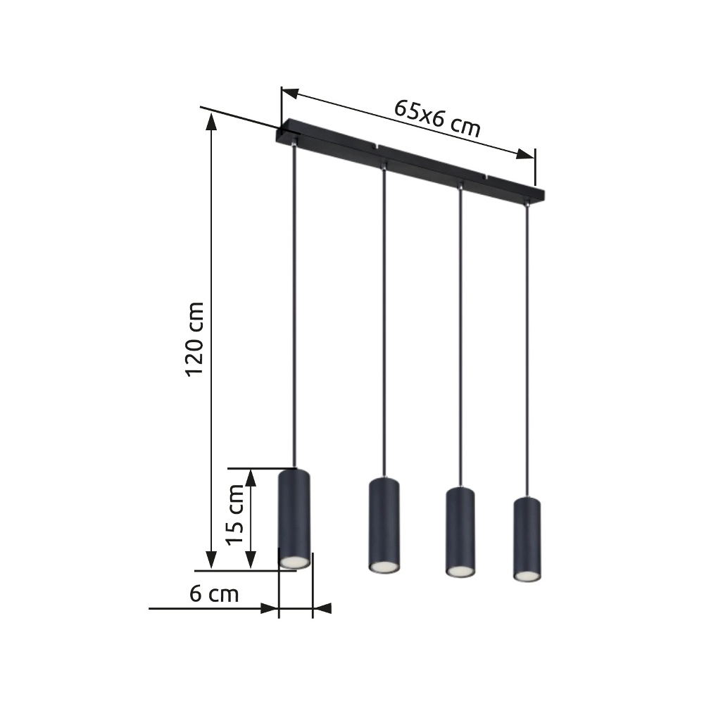 Pendant lamp Robby 4-light black Globo 9007371430543