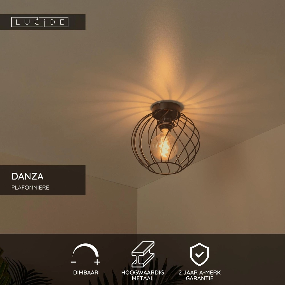 Ceiling lamp Danza black Ø 25cm Lucide 5411212211477