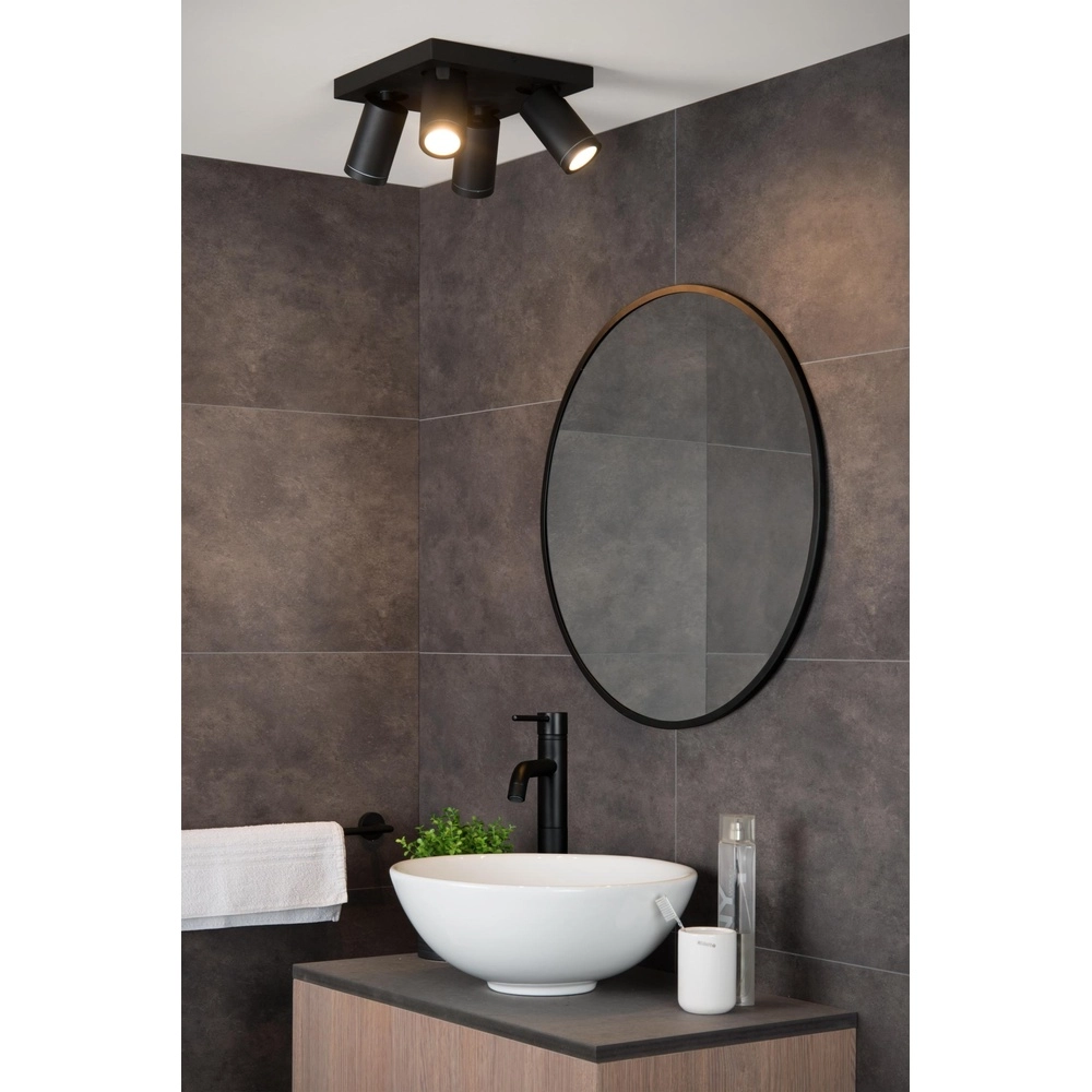 Ceiling spotlight Taylor IP44 4-light black Lucide 5411212092670