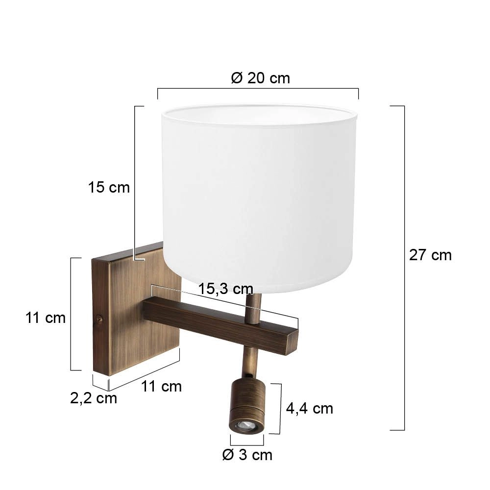 Wall lamp Stang with white hood Steinhauer 8712746189650