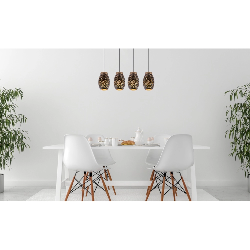 4-light pendant lamp Narri black with gold - coarse holes Globo 9007371398799
