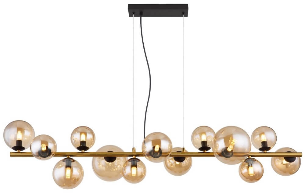 Golden pendant lamp Riha design with amber glass Globo 9007371448838