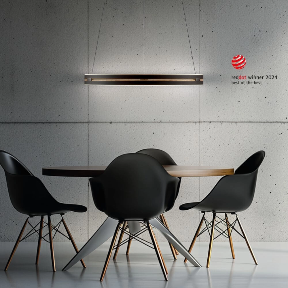 Sleek hanging lamp Pure E-Loop black Ø 70cm Paul Neuhaus 4012248384336