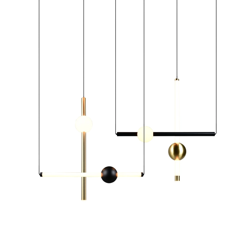 Modern pendant lamp Melita black with gold Trio 4017807661910