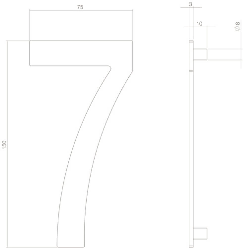 House number 7 Numbra 15cm brass tumbled Intersteel 8714186697337