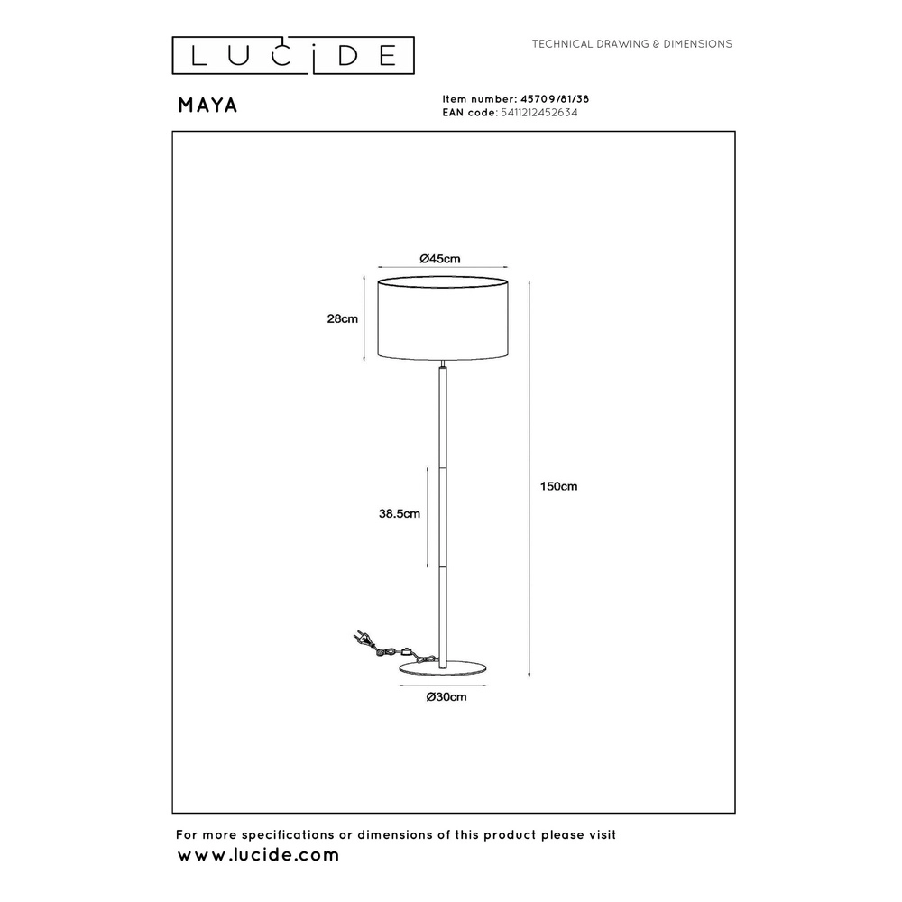 Floor lamp Maya cream Lucide 5411212452634