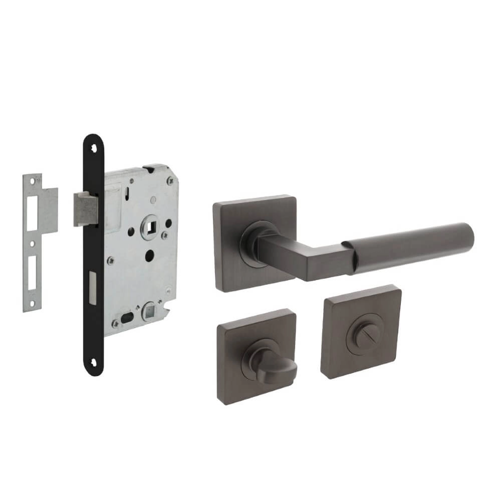 Complete door handle set Bau-Stil anthracite toilet