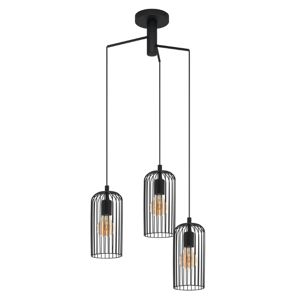 3-light pendant lamp Roccamena 1 black
