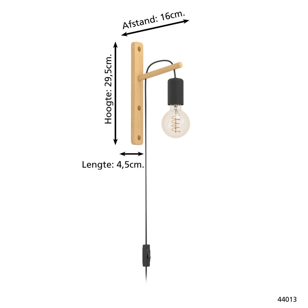 Wooden wall lamp Pockley with switch Eglo 9002759440138