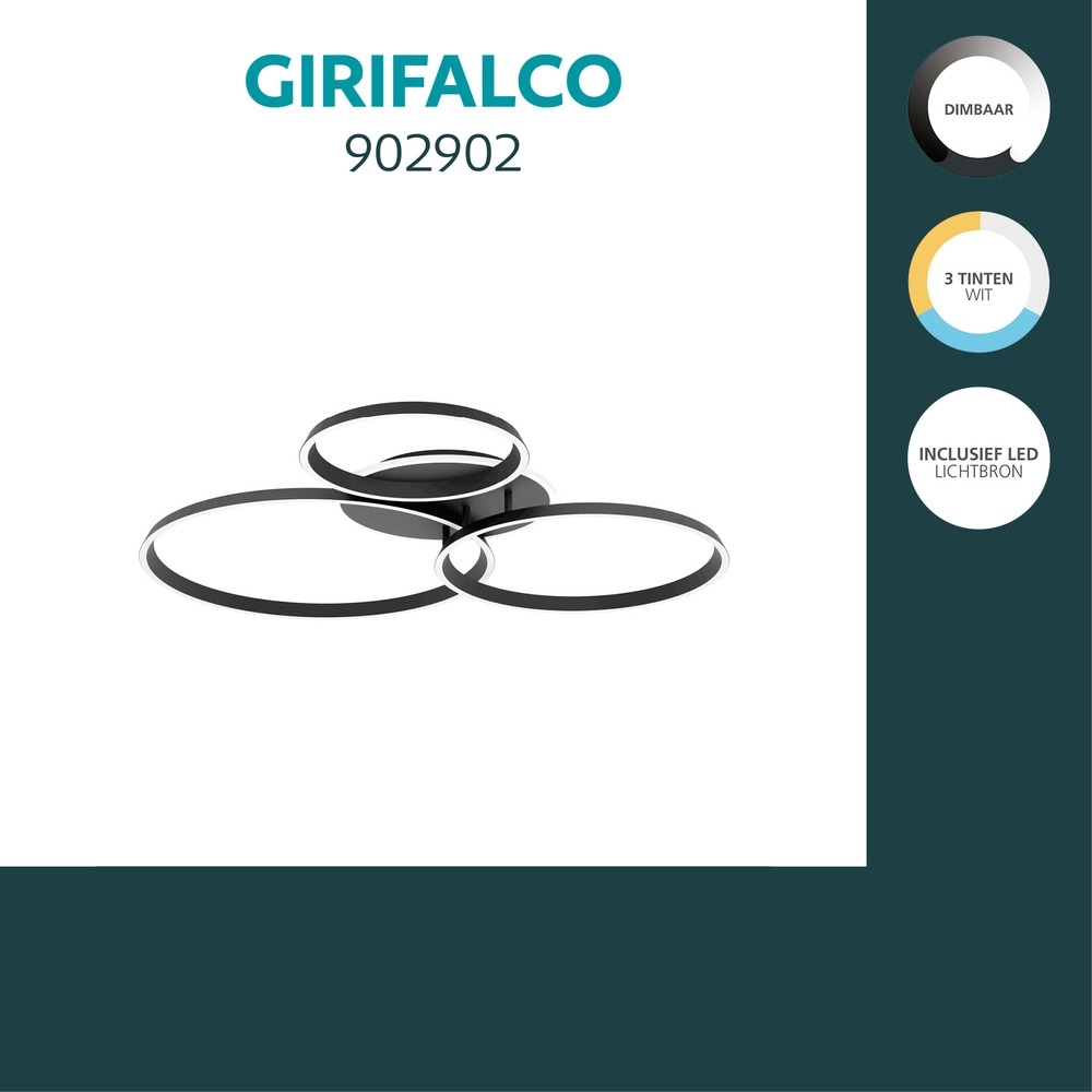 Modern ceiling lamp Girifalco black 96 x 84cm