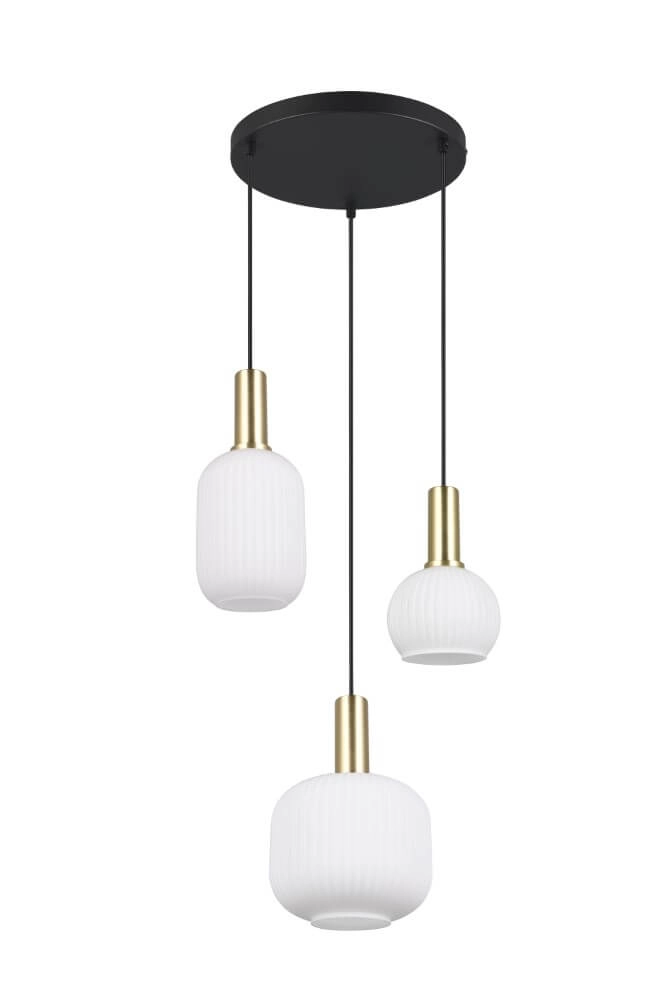 Dining room pendant lamp Diva 3-light - white glass Trio 4017807614503
