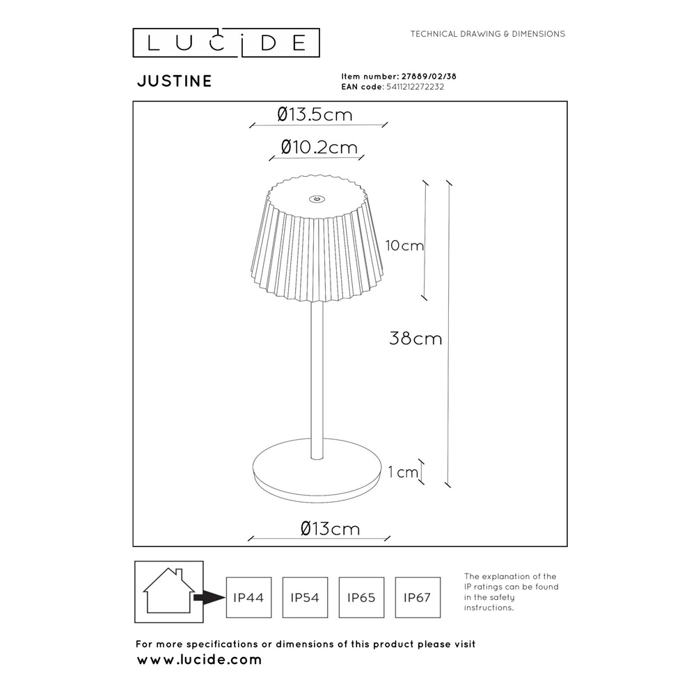 Rechargeable table lamp Justine Sand brown with charging station Lucide 5411212272232
