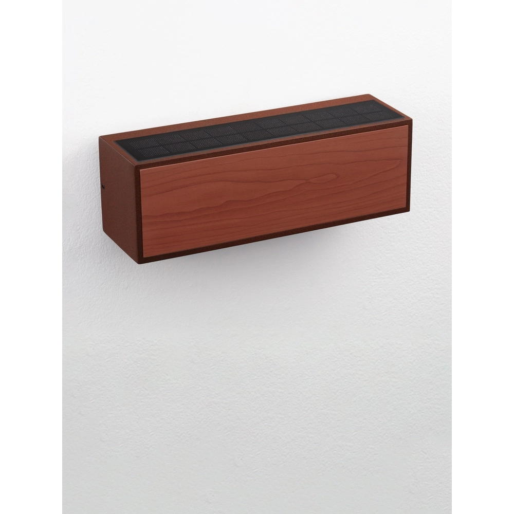 Solar wall lamp Brown Rusty brown with wood Lyora 5212017449450