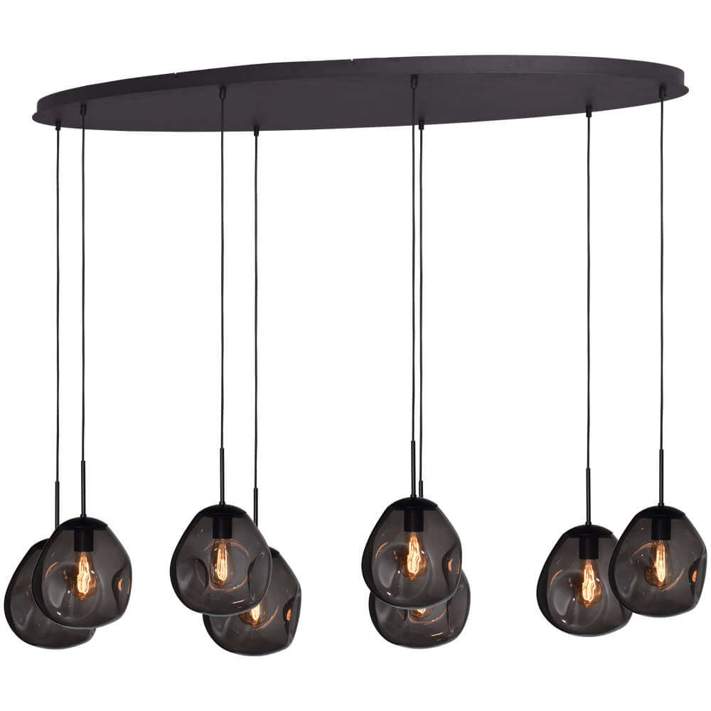 Hanging lamp Lava Oval 8x smoke glass Ø 24cm