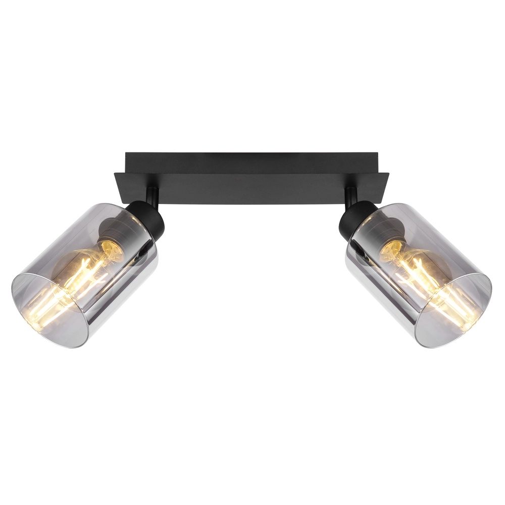 Ceiling lamp Hadera 2-light black with smoke glass Globo 9007371440214