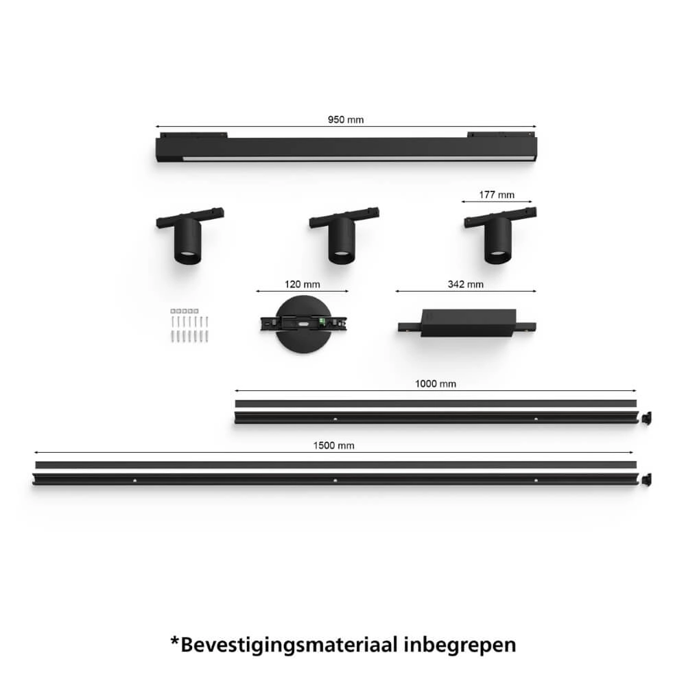 Hue Perifo - White and color set of 3 spots and bar black Philips 8719514407800