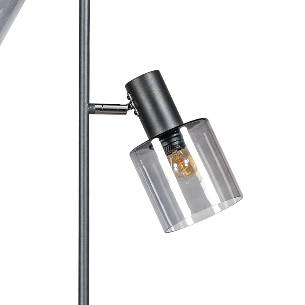 Glass floor lamp Sledge Glass 2-light black with smoke glass ETH 8720195302872
