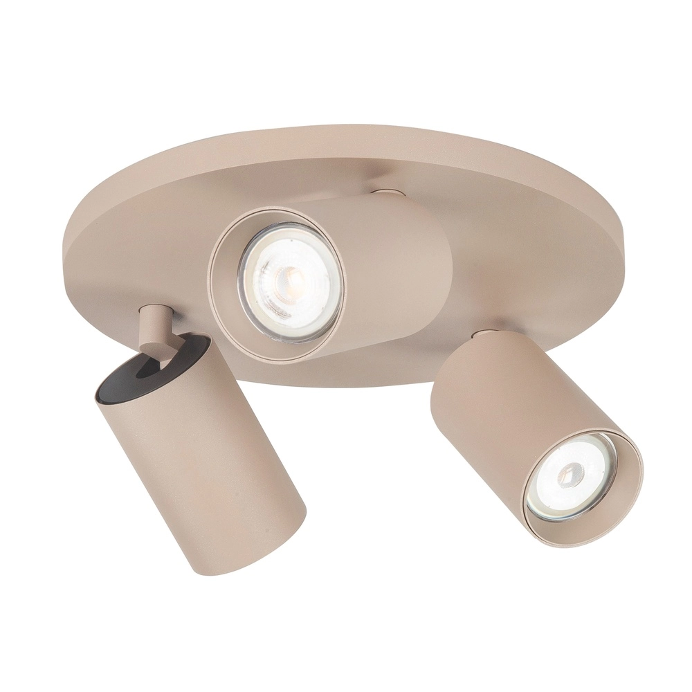 Surface-mounted spot Mila 3-light round sand brown
