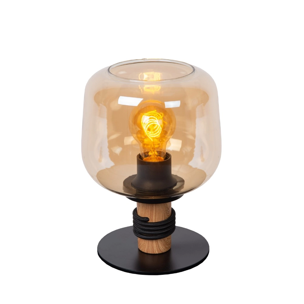 Table lamp Ilona black with amber glass