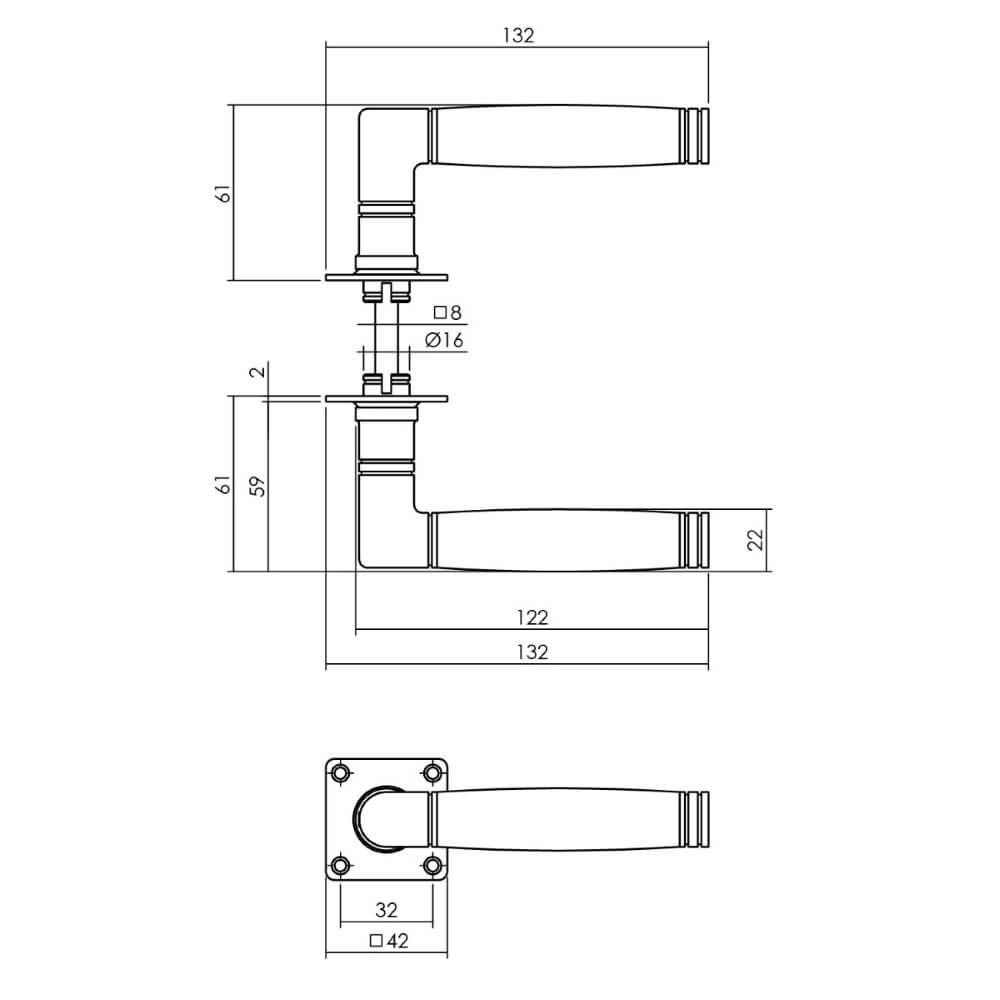Door handle Ton 212 square stainless steel Intersteel 8714186557037