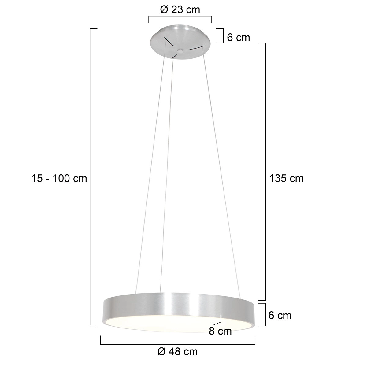 LED hanging lamp Ringlede Ø 48cm metal gray Steinhauer 8712746135213