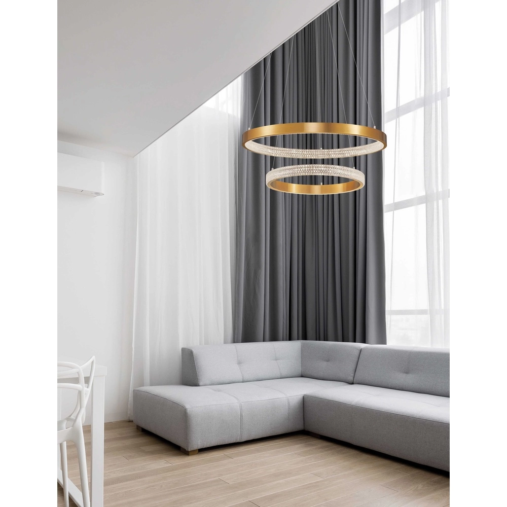 Pendant lamp Preston gold Ø 60cm double Lyora 5212017424105