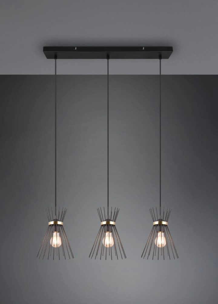 Pendant lamp Rod Design black 3-lights Trio 4017807576771