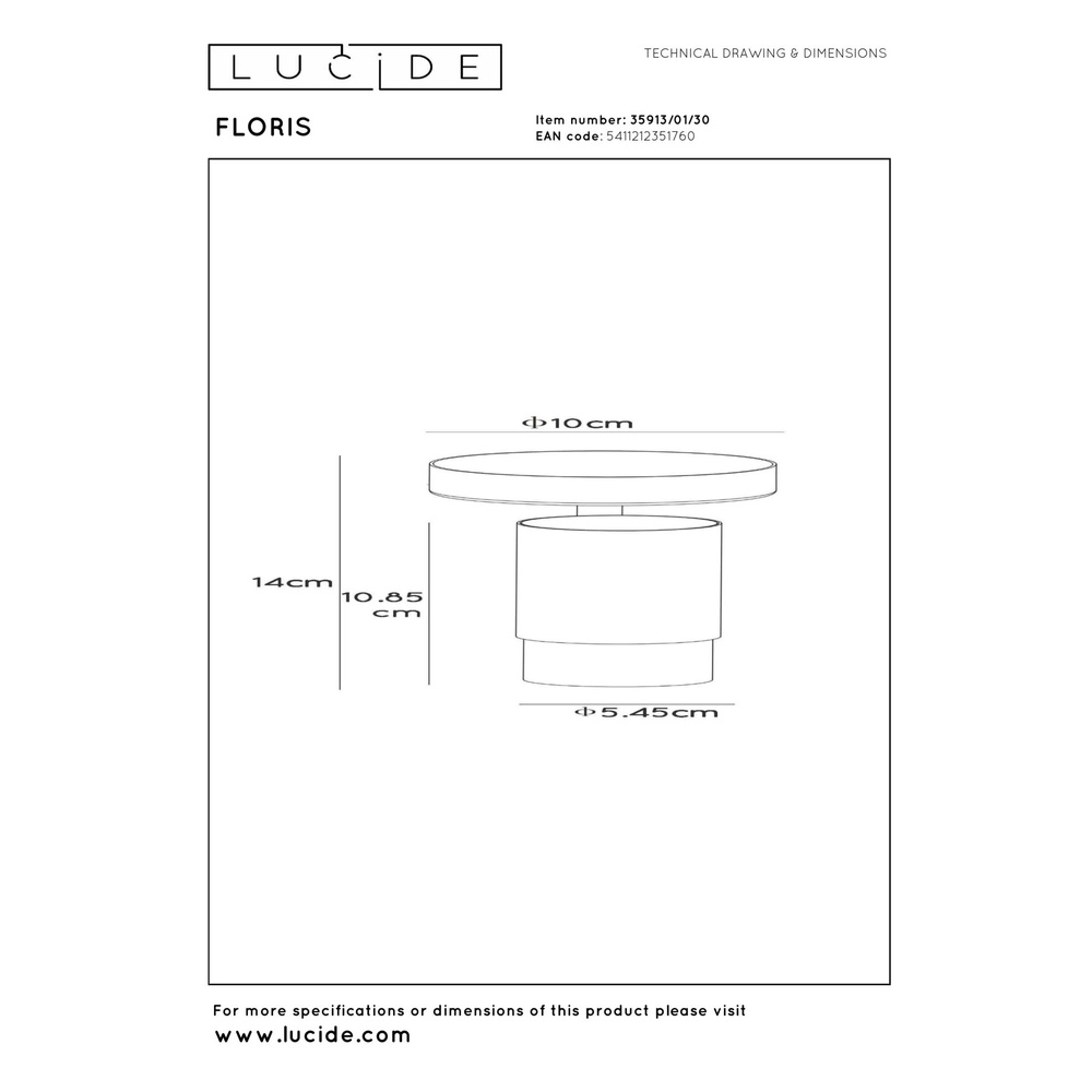 Ceiling spotlight Floris Black Lucide 5411212351760