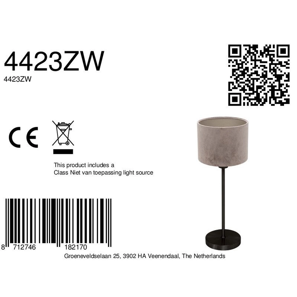 Black table lamp Noor with grey hood Steinhauer 8712746182170