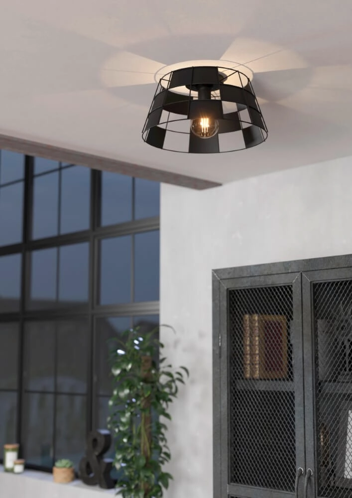 Black ceiling lamp Pontefract Ø 42cm Eglo 9002759438913