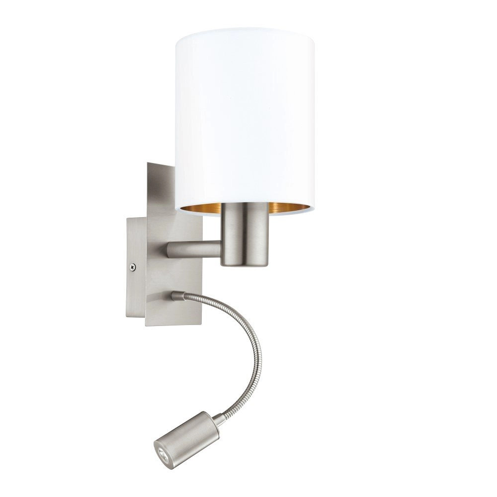 Wall lamp Pasteri white shade with reading light