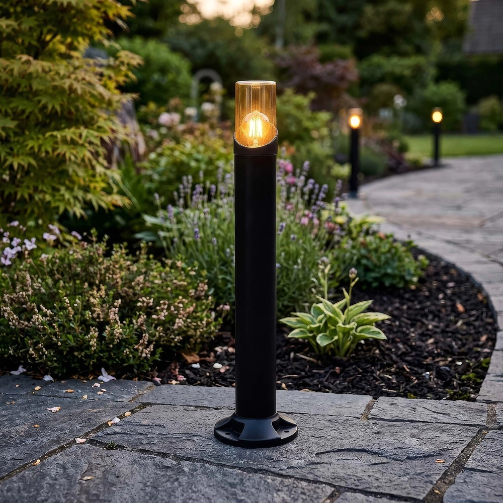 Garden lamp Broadway black with amber glass 45cm Searchlight 5,05342E+12
