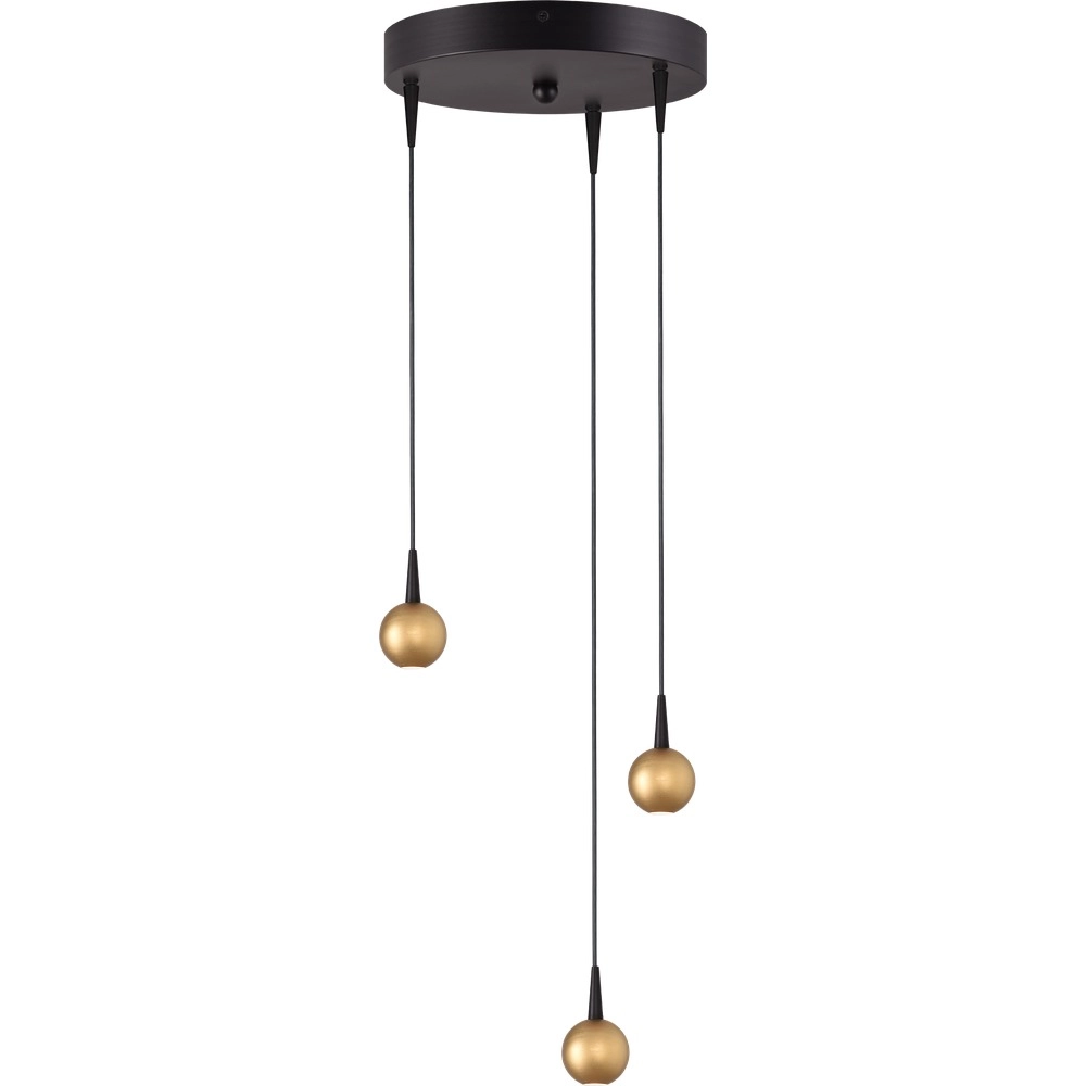 3-light pendant lamp Talana black with gold Ø 17cm DTW