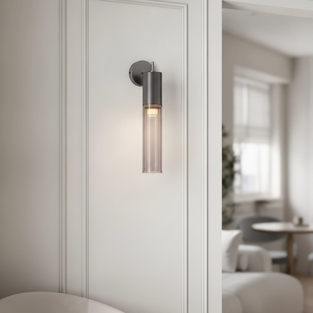 Design wall lamp Brielle anthracite with mocha glass