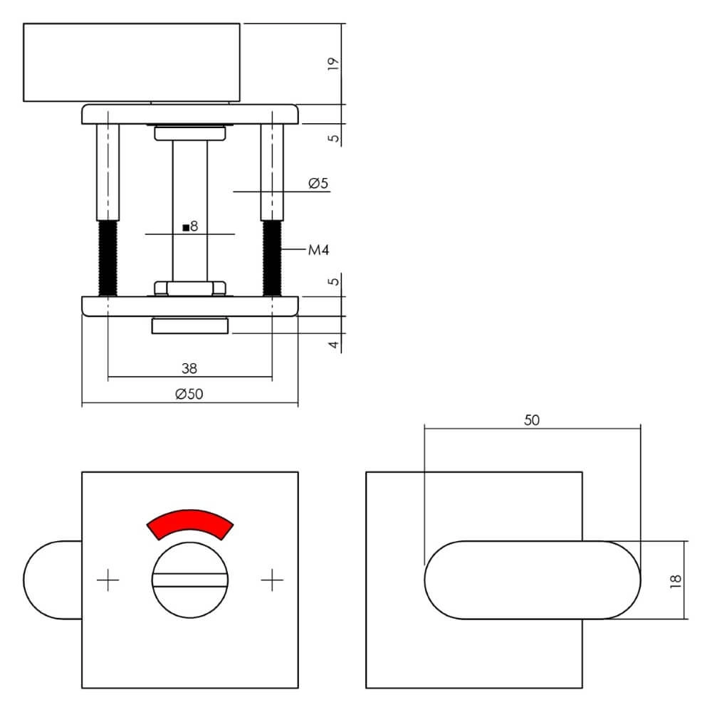 Toilet closure Tira square stainless steel Intersteel 8714186307083