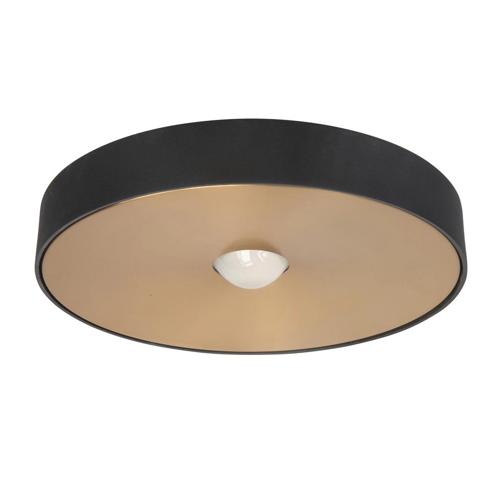 Ceiling lamp Bright black with brass Ø 26cm