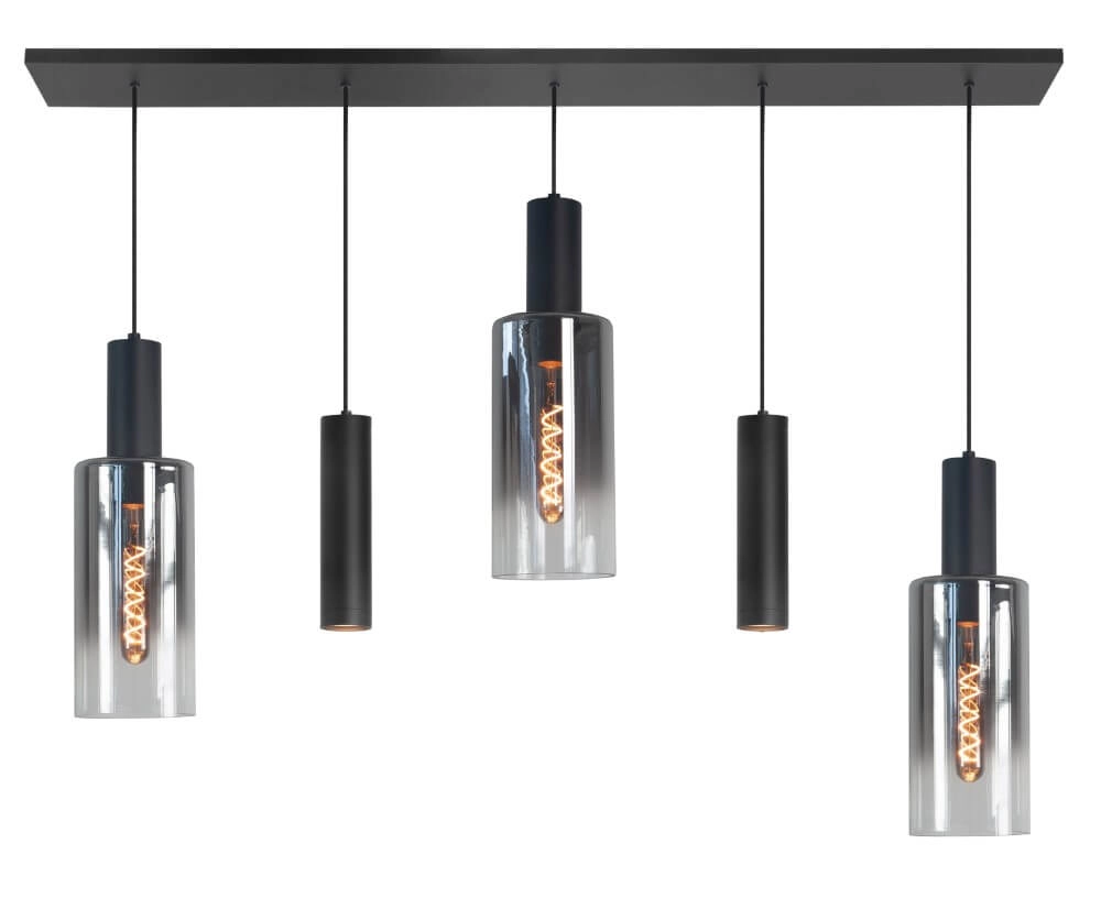 Hanging lamp Perugia black - 3x E27 - 2x GU10