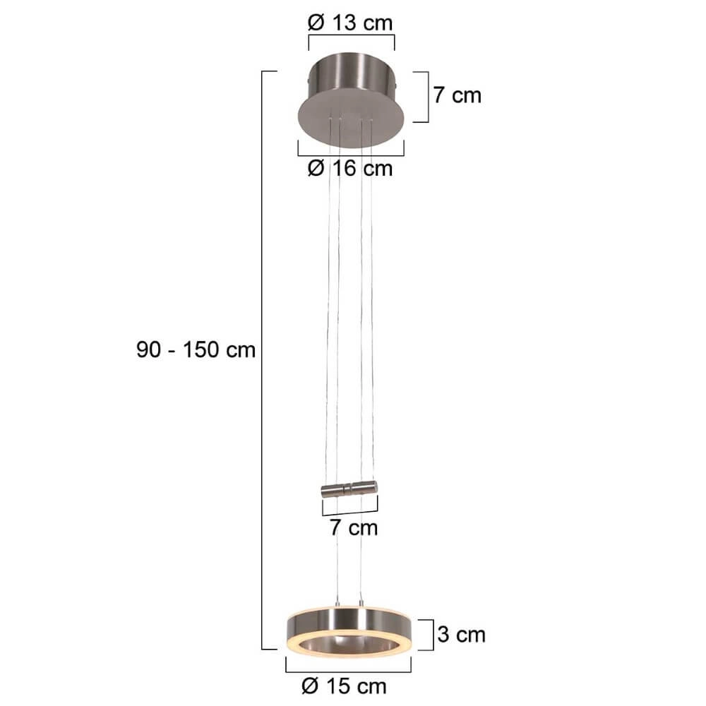 Sleek LED pendant light Piola Stainless steel Steinhauer 8712746167306
