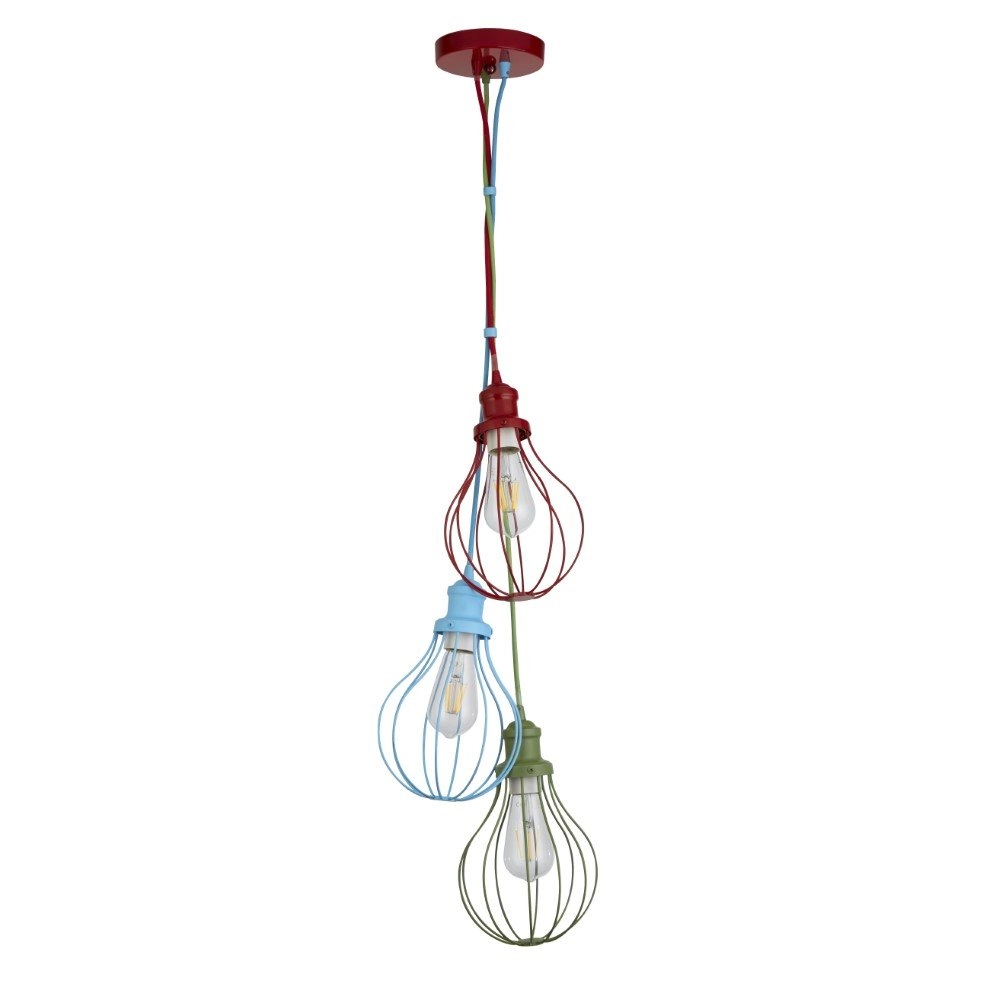 Children's room pendant lamp Kids 3-light colored