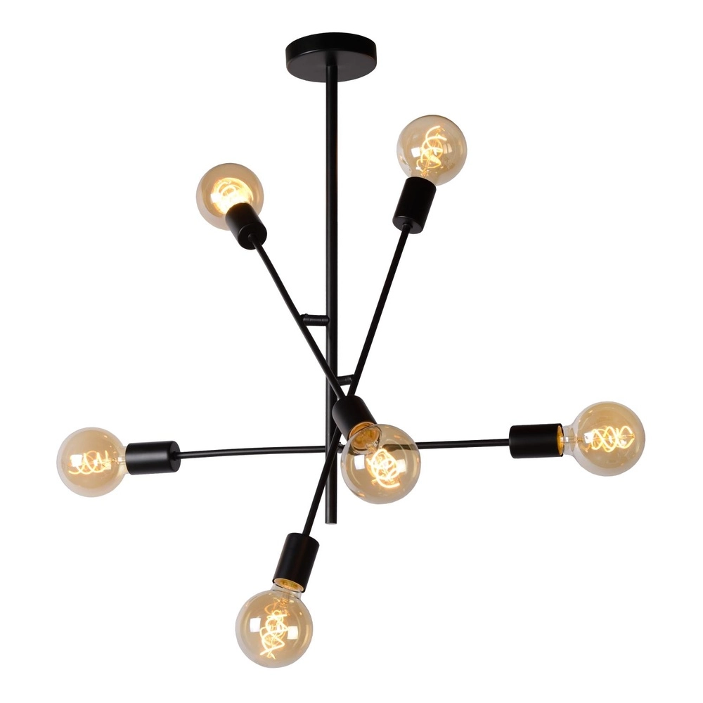 Ceiling lamp Lester black 6-lights Lucide 5411212211033