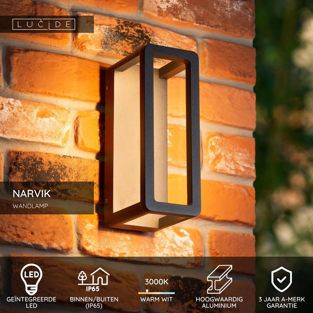 Unique wall lamp Narvik Black Lucide 5411212152022