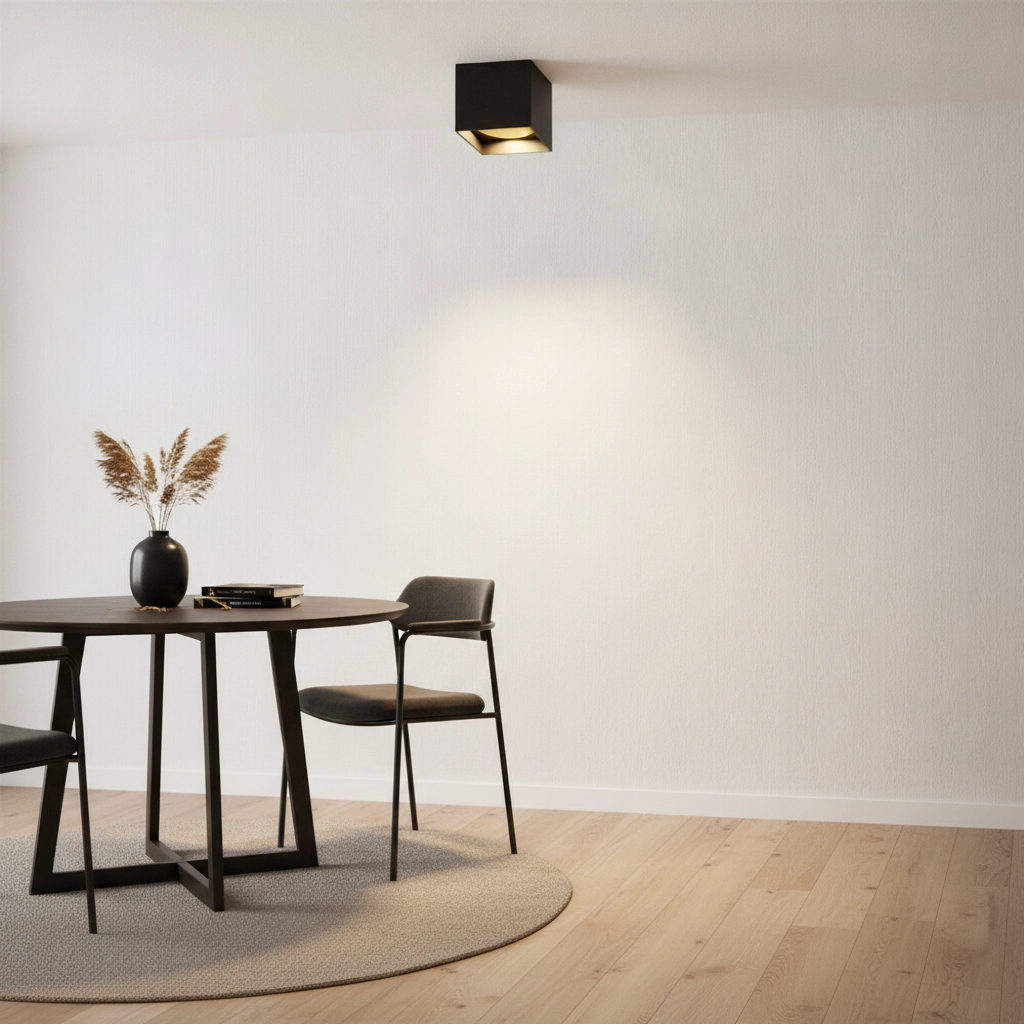 Square ceiling lamp Brock Black with gold inside