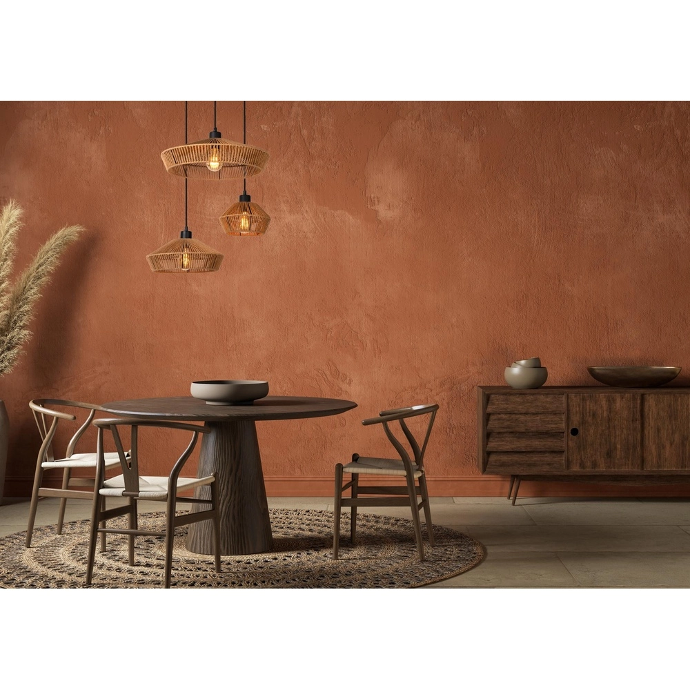 Pendant lamp Yunkai Ø 60cm black with rattan Lucide 5411212105714