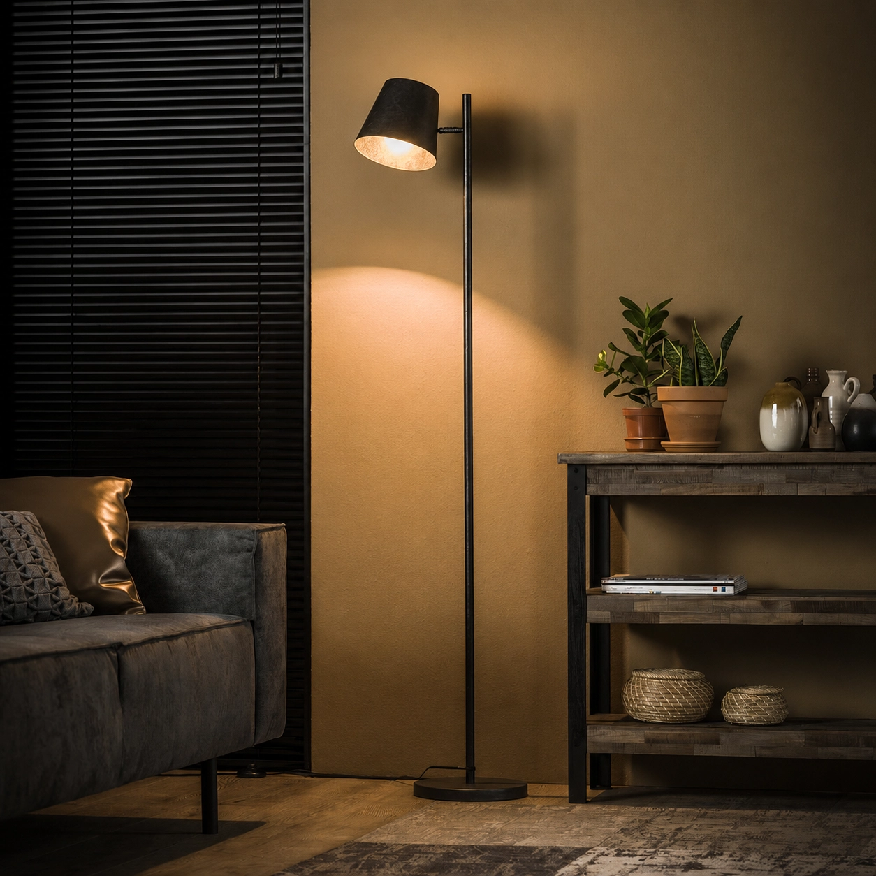 Metal Floor Lamp Flex 157cm - charcoal
