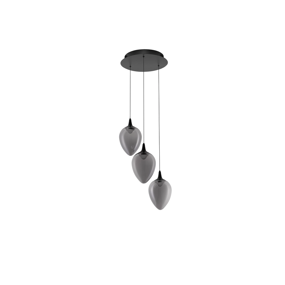 Pendant lamp Nali 3-light smoke glass Lyora 5212017477767
