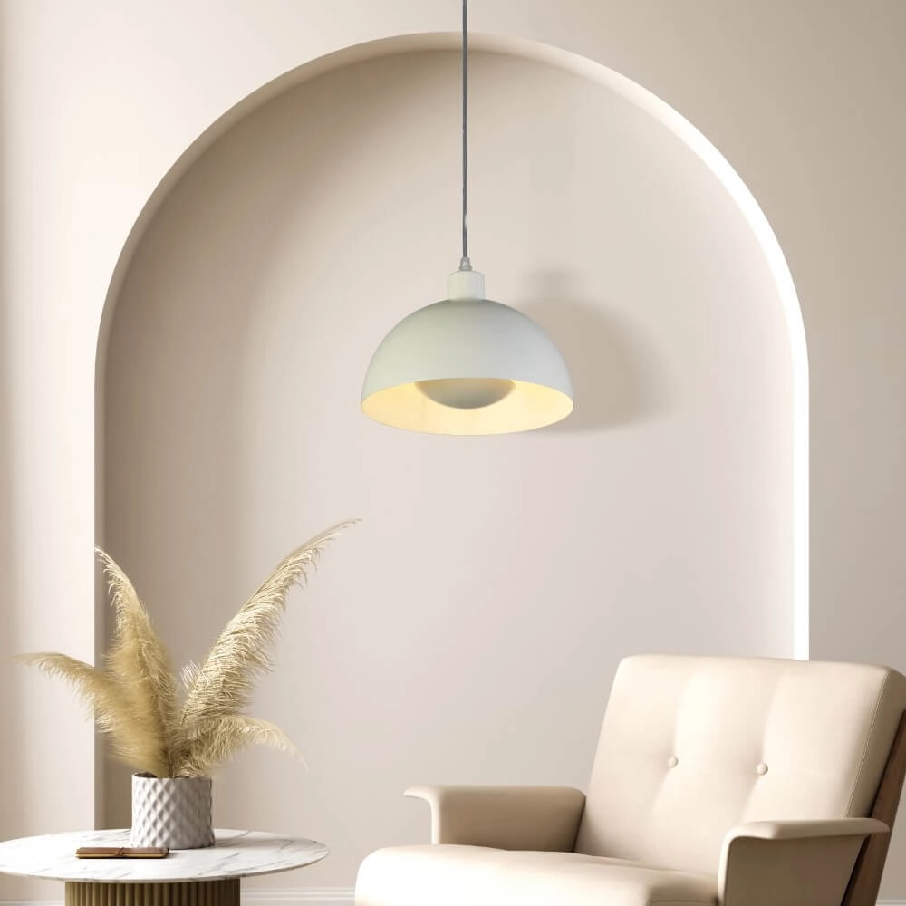 Cream pendant lamp Mars shade 31cm high Searchlight 5053423274324