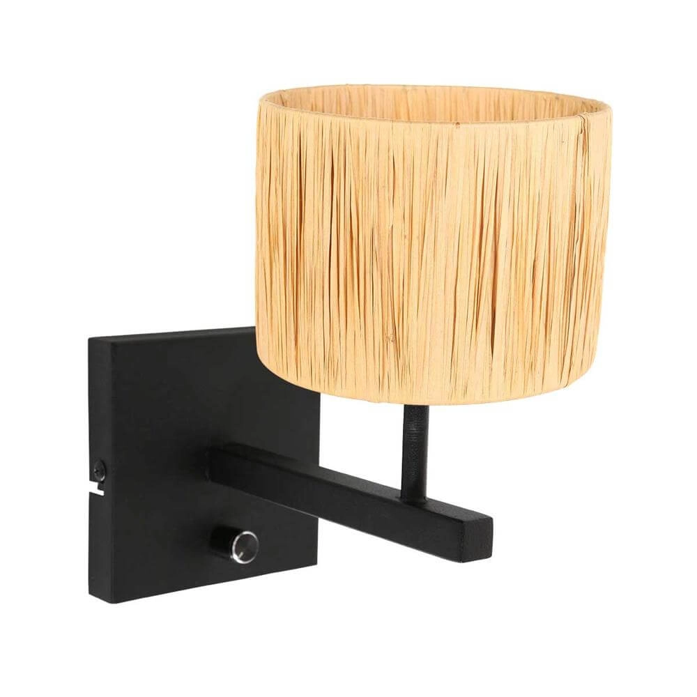 Wall lamp Stang with dimmer black and straw cap