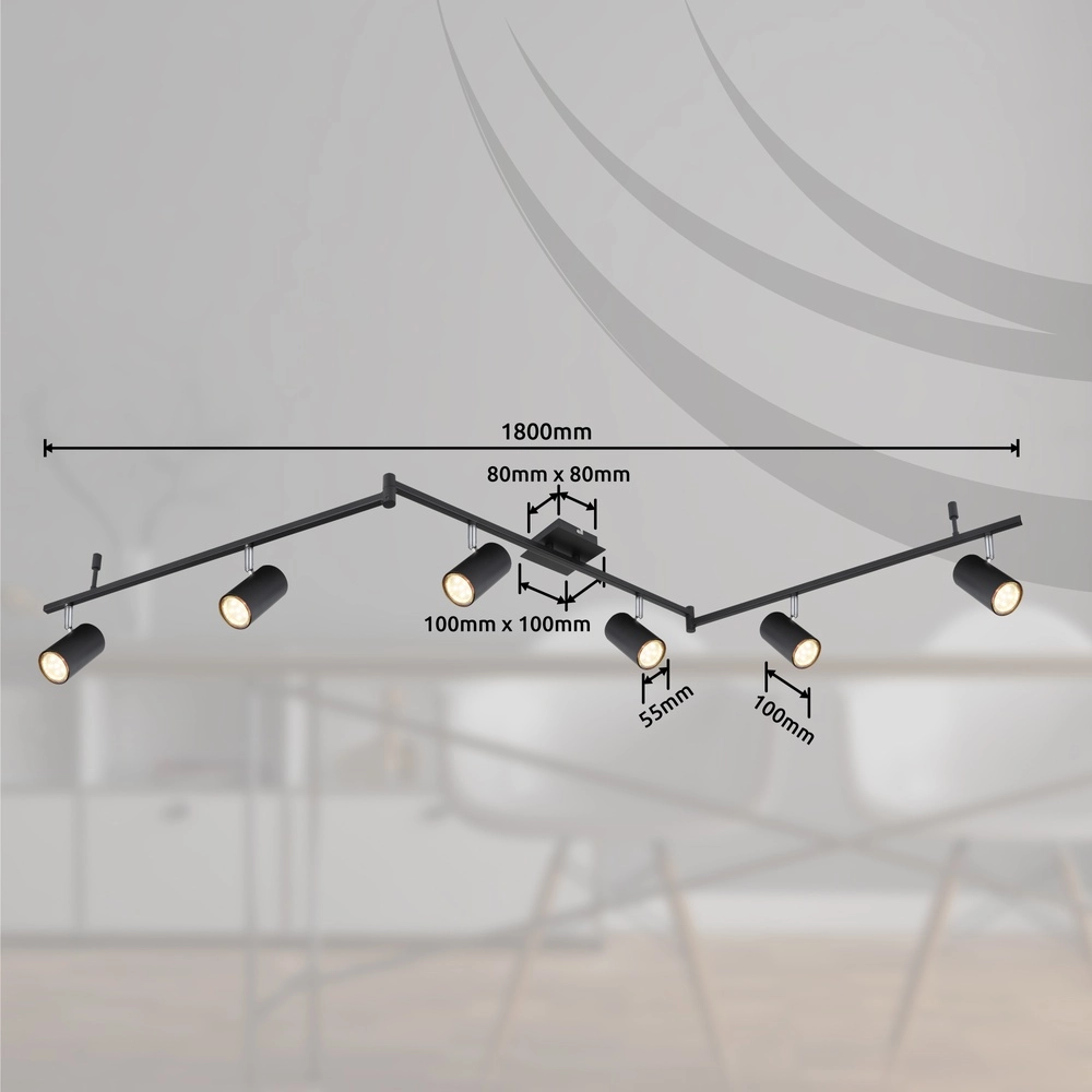 Ceiling lamp Robby 6-light black Globo 9007371416844