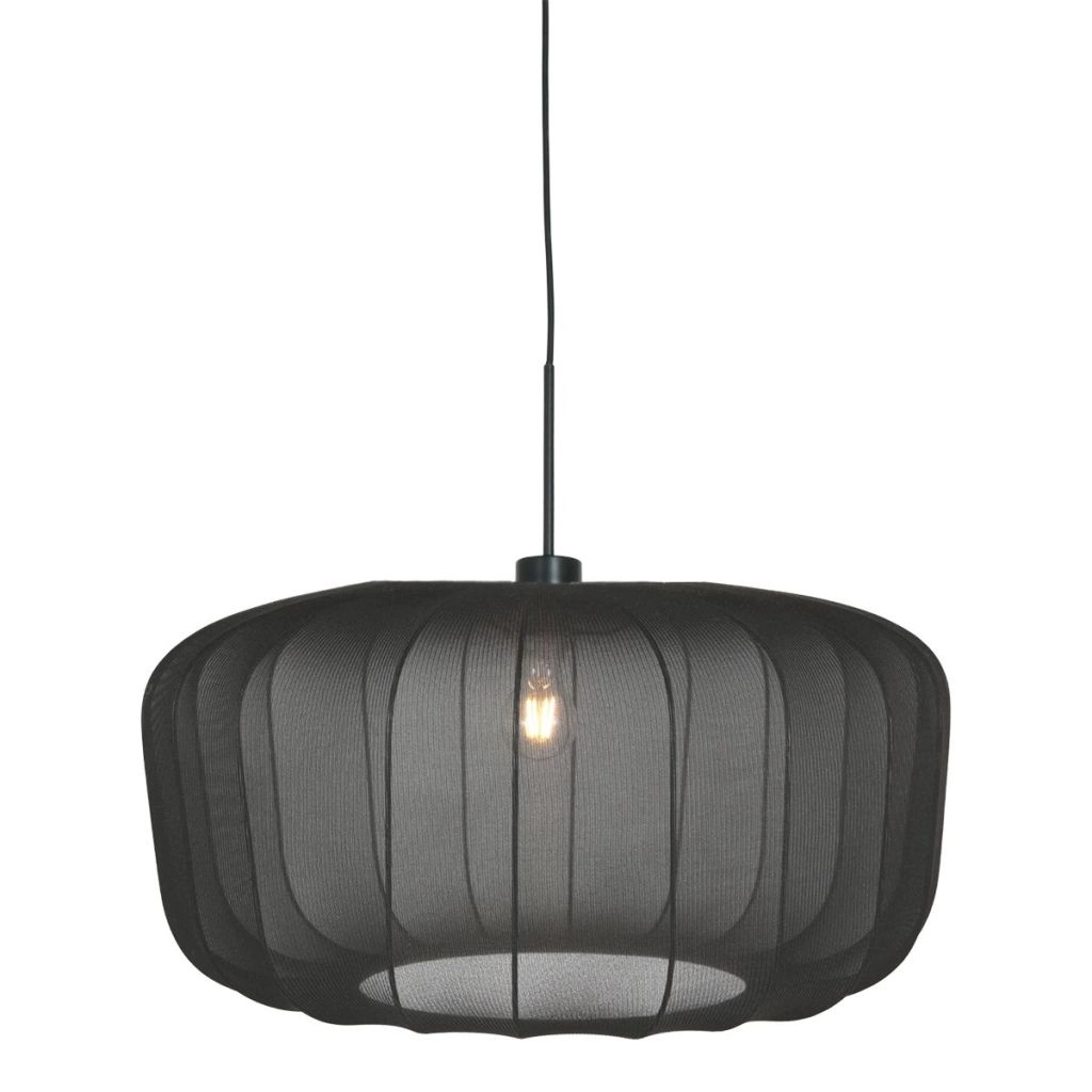 Pendant lamp Vela Lino with black shade Ø60cm